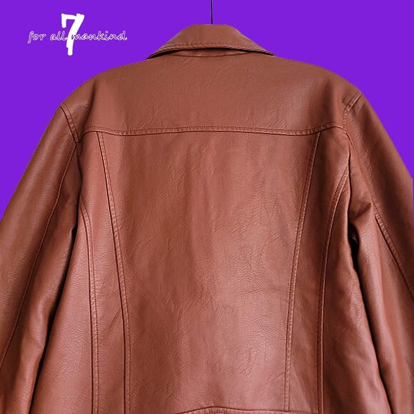 7 for All Mankind NEW Y2K Oversize Various Zippers Faux Leather Jacket M - Picture 11 of 12